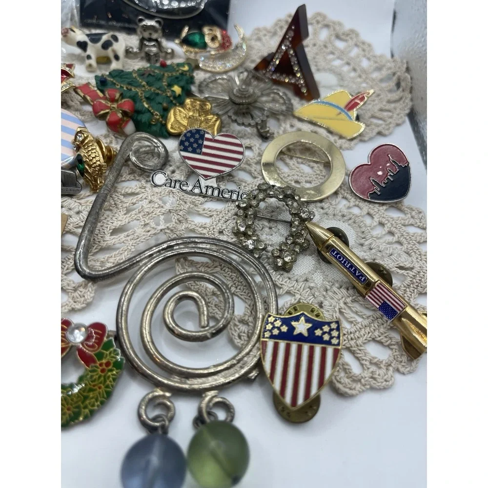 Huge‎ Lot Of Pins, Costume Jewelry , Earrings And One Keychain